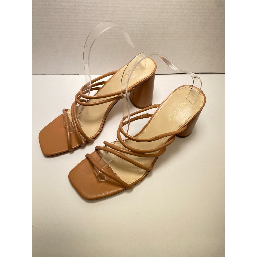 Nine West Girlie Women's Strappy Nude Sandal Heel s Sz 11